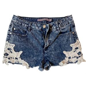 High-Rise Boom Boom Jeans Shorts with Lace Sz 5